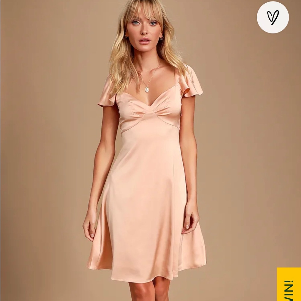 Lulus light pink salmon midi knee length dress